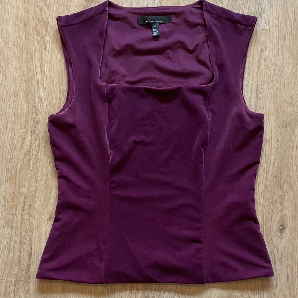 White House Black Market Crushed Velvet Purple Top Size Menu